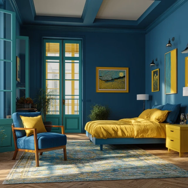 Van Gogh Inspired Bedroom Interior Design