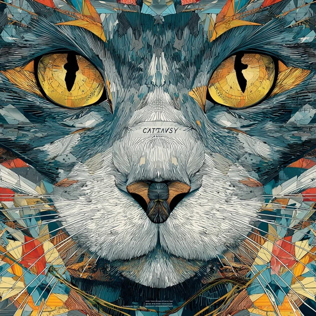 Cat With Glasses Abstract Art