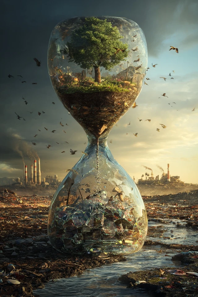 Environmental Hourglass Nature vs Pollution