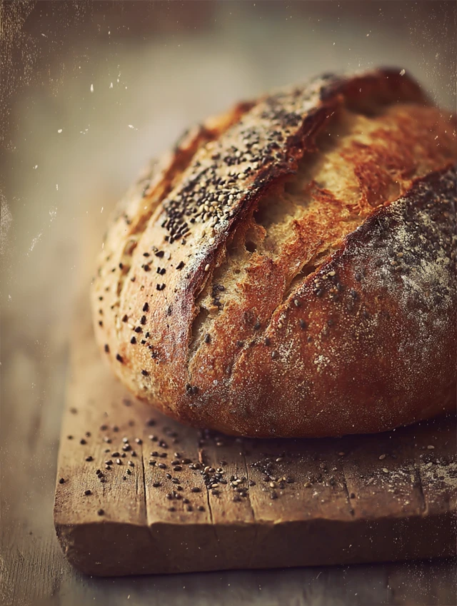 Retro Bread Photography Fresh Baked Chia Seed Loaf