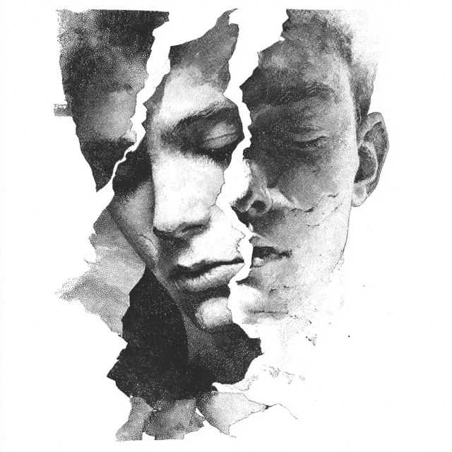 Monochrome Ink Portrait Ego Death Dissociation