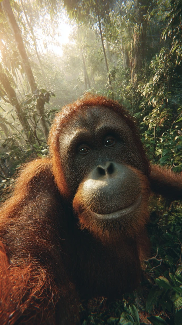 Orangutan Selfie in the Jungle A Curious Encounter