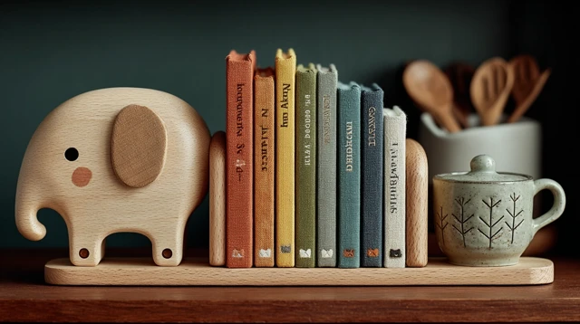Elephant Bookshelf for Kids Wooden Desk Organizer