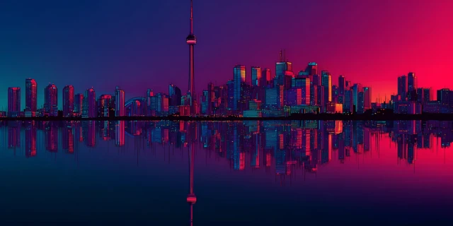 Synthwave Toronto Skyline Illustration