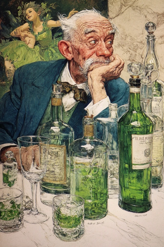 Absinthe The Green Fairy by Norman Rockwell Artwork