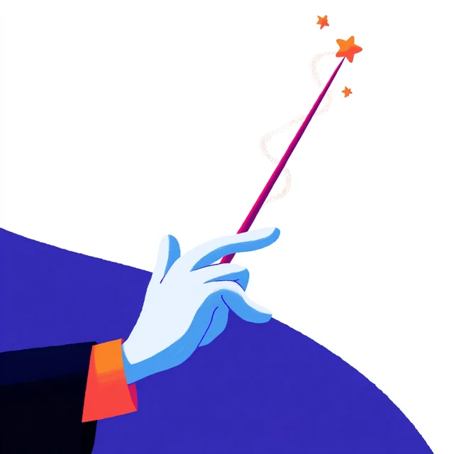 Magic Hand with Wand Illustration
