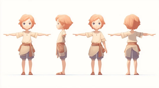 Cute Clay Girl Character Turnaround for 3D Modeling