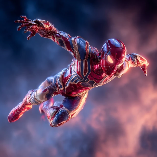 SpiderMan MidFlight Superhero Action Scene