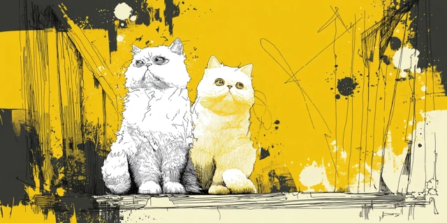 Dancing Cats Art Illustration Ralph Steadman Style