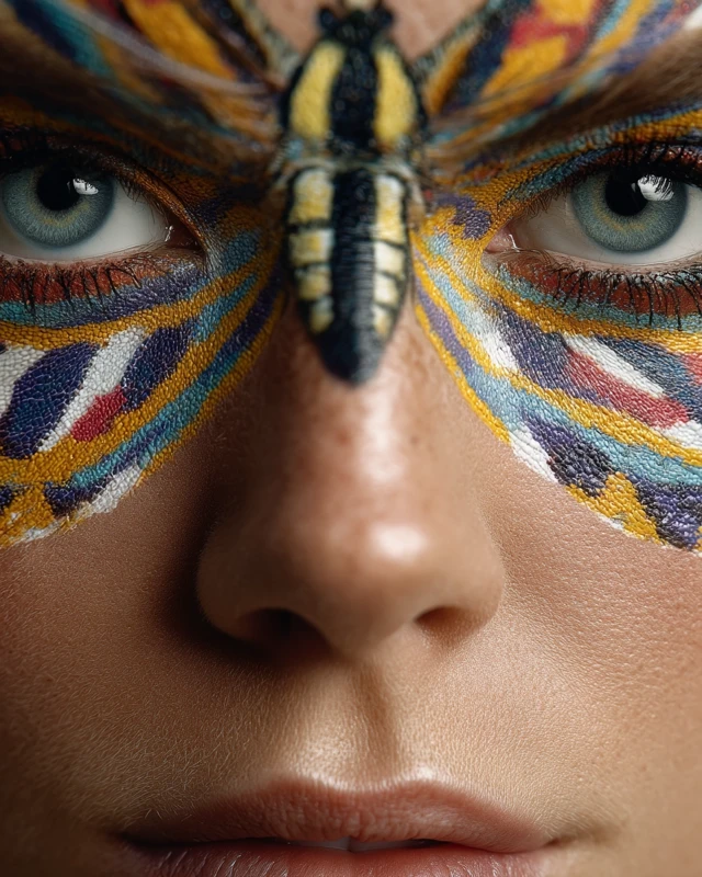 Woman with Moth Makeup Eye Art Hyperrealistic