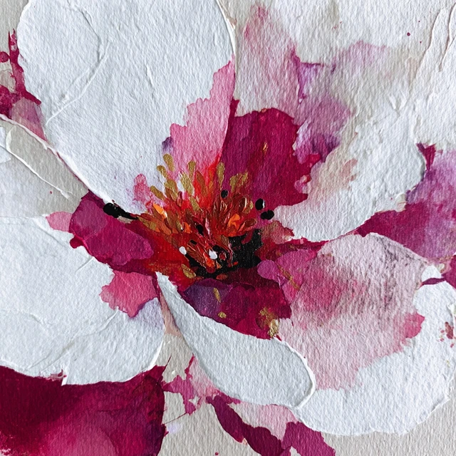 Abstract Watercolor Magnolia Flower Painting