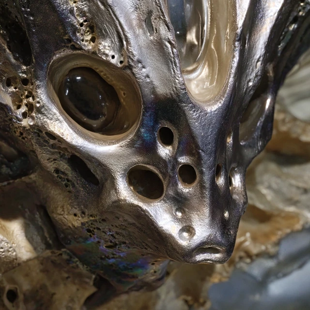 Biomechanical Face Sculpture Cyberpunk Art