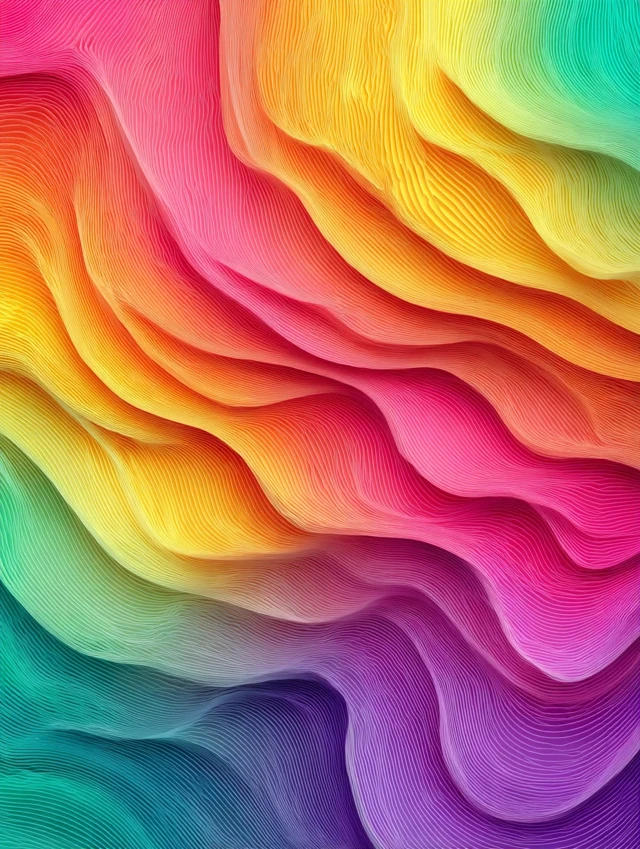 Rainbow Gradient Wavy Paper Texture Design Background