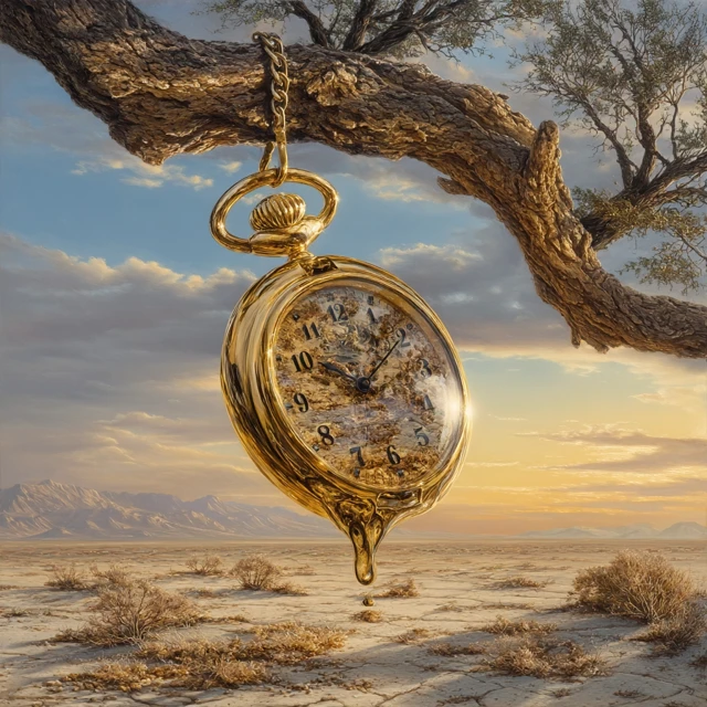 Surreal Pocket Watch Oil Painting