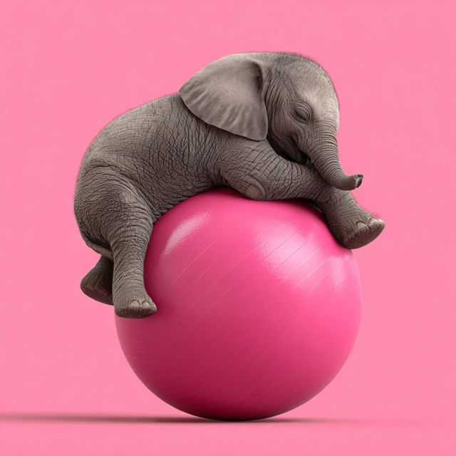 Cute Elephant on Pink Ball 3D Render
