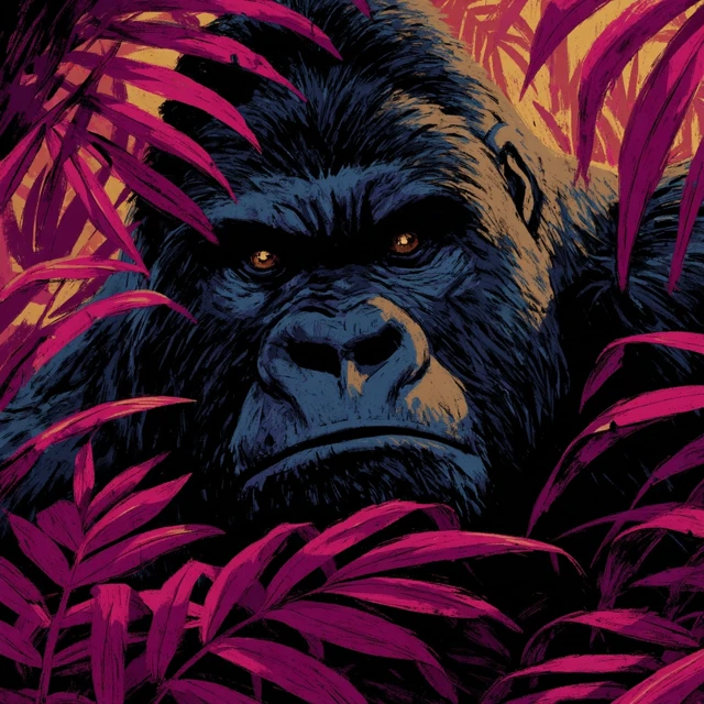 Gorilla in the Jungle Bold Cartoon Art