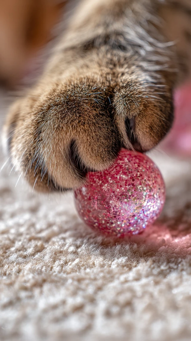 Cat Paw Playing with Glitter Slime