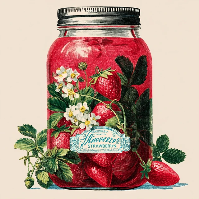 Vintage Strawberry Jar Label Illustration