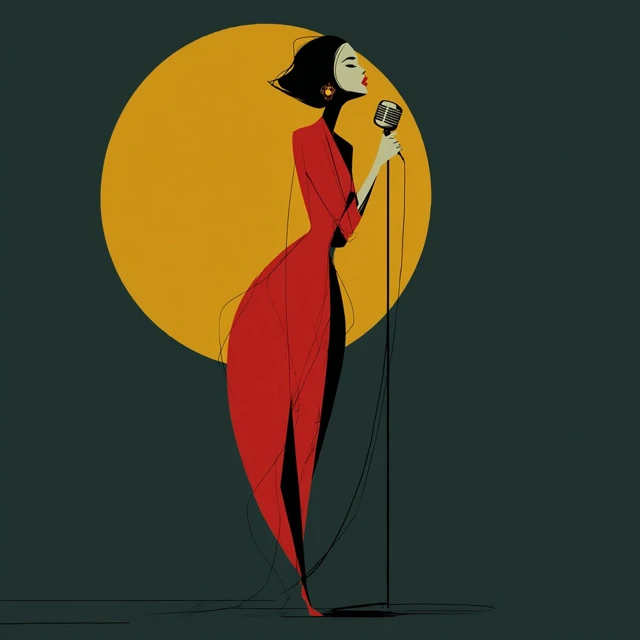 Female Jazz Singer Illustration Art Deco Style