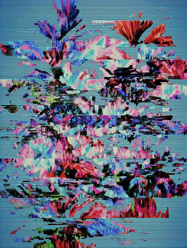 Abstract Digital Art with Violet and Neon Accents