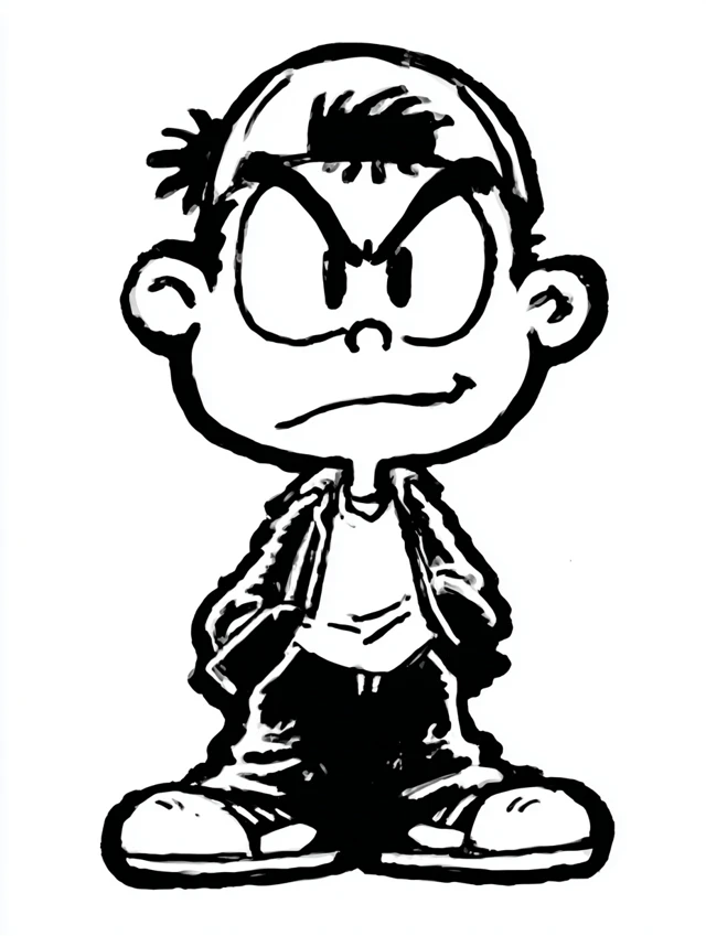 Evil Mascot Face Cartoon Illustration