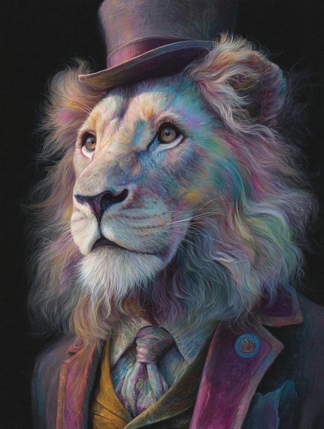 Majestic Lion Portrait Van Gogh Style Art