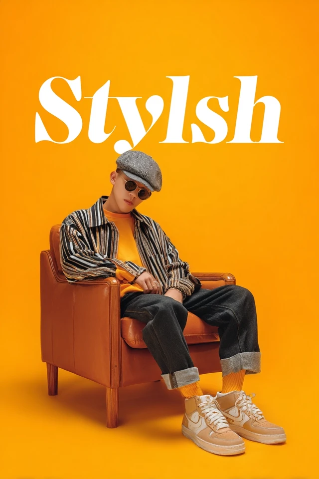 Stylish Hypebeast Indonesian Man on Sofa Fashion Poster