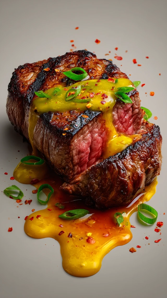 Juicy Steak with Butter and Spices Food Advertisement
