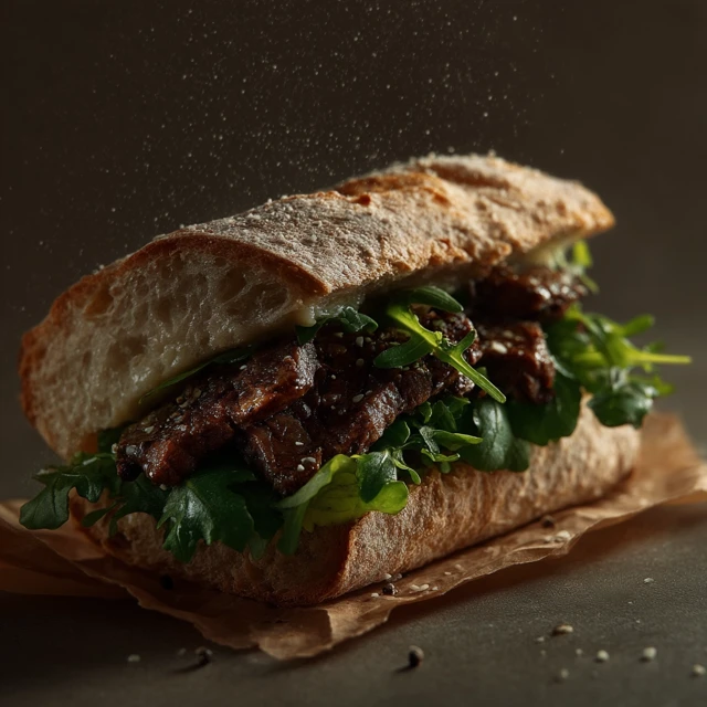 Delicious Grilled Meat Sandwich Food Photography