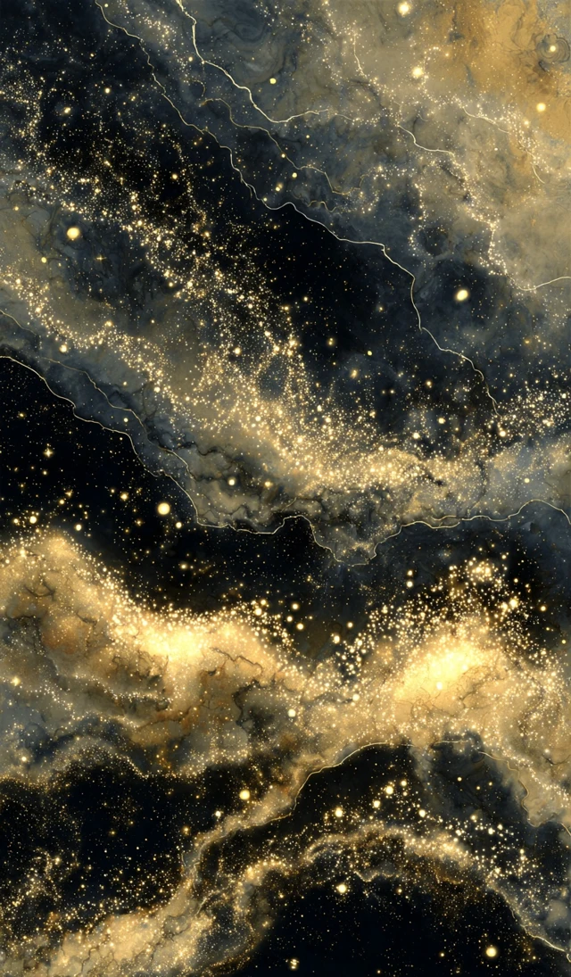 Black and Gold Galactic Dreamscape Artwork