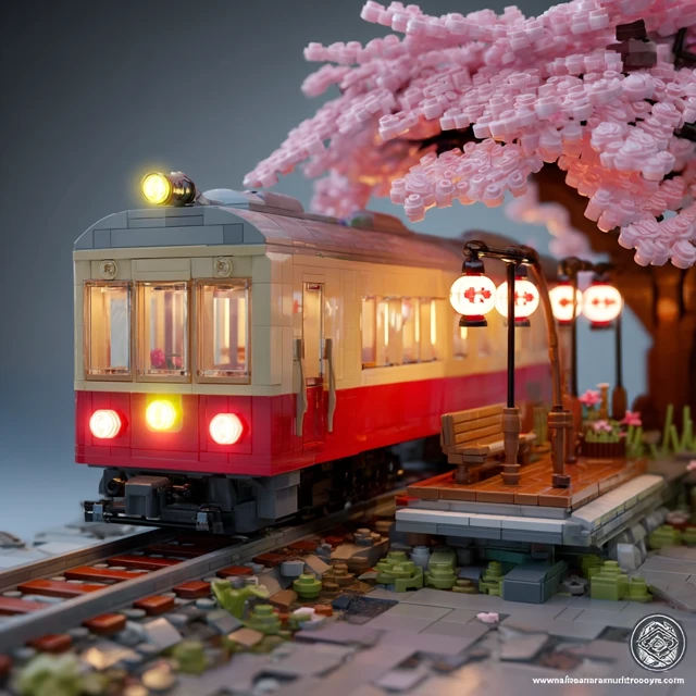 Sakura Train Spring Platform Scene Japan
