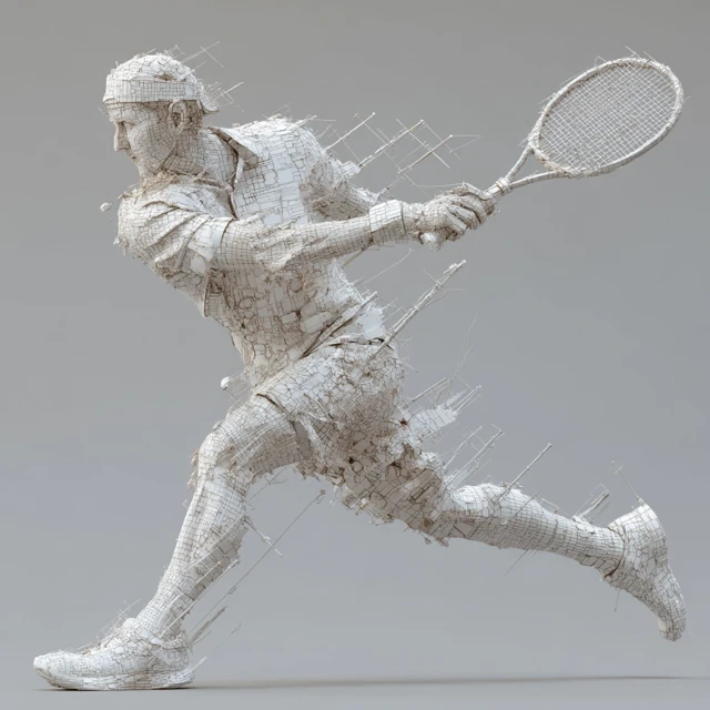 3D Tennis Player White Model