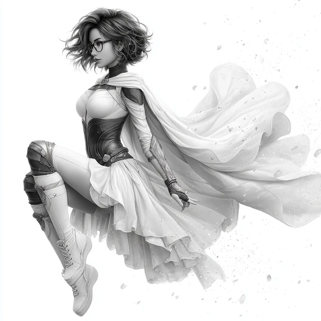 Taiwanese Superheroine in Space Line Art