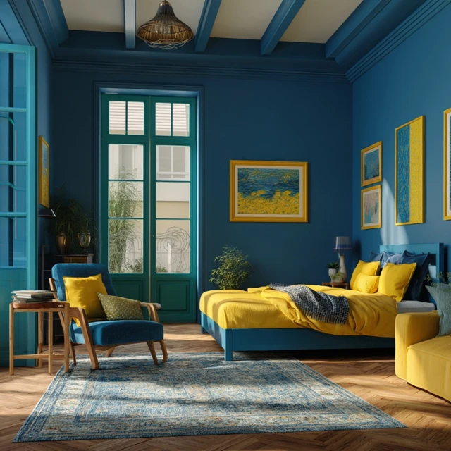 Van Gogh Inspired Bedroom Interior Design