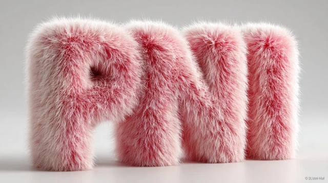 Pink Fur Letter 3D Render Realistic Texture