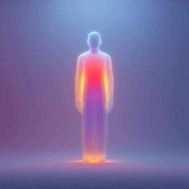 Abstract Glowing Figure in Gradient Background