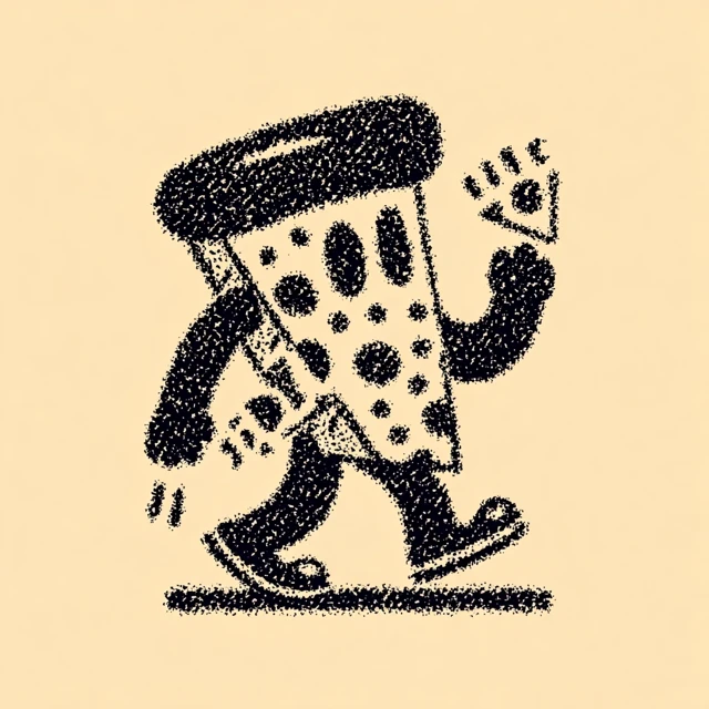 Cute Pizza Slice Mascot Retro Cartoon Design