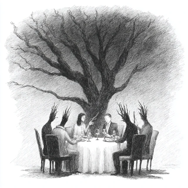 Tree People Dinner Fine Dining Surreal Art