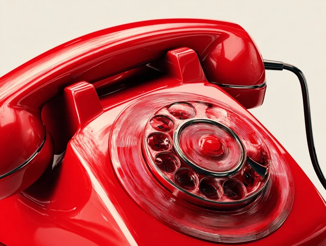 Vintage Red Telephone Close Up Retro Design