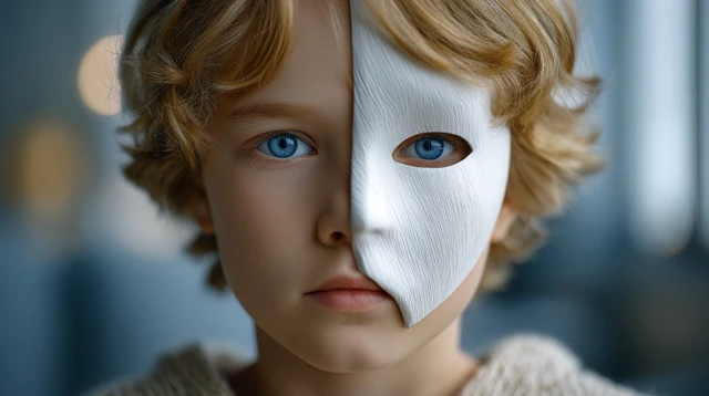 Boy with Mask Minimalist Photo