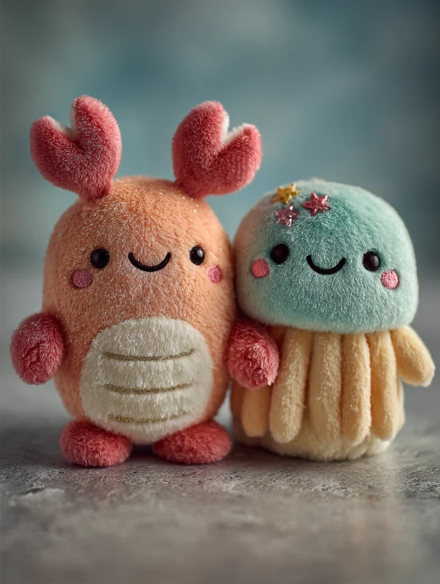 Cute Plush Crab and Jellyfish Dolls