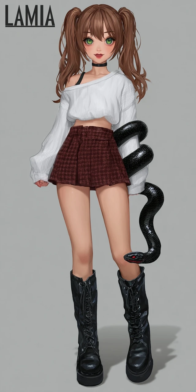 Anime Girl with Snake Illustration