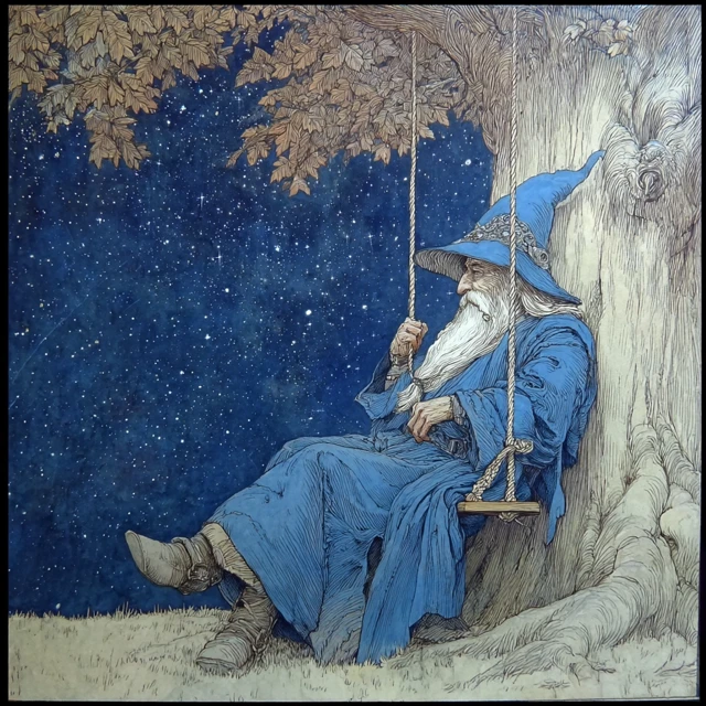 Gandalf on a Swing Lord of the Rings Artwork