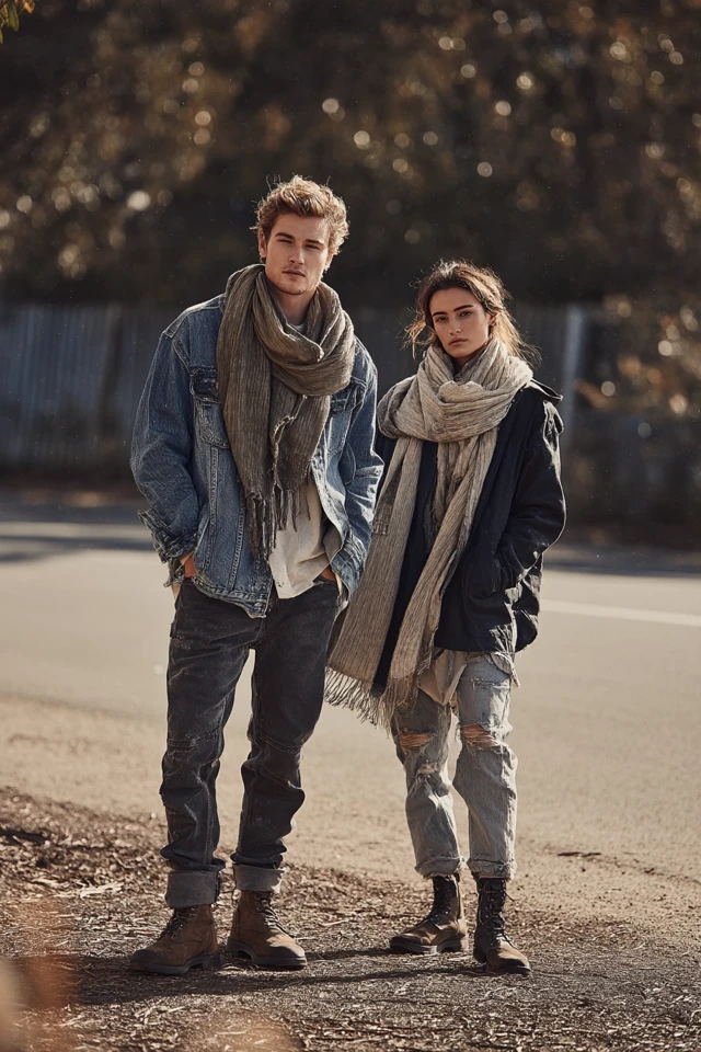 Autumn Winter Denim Fashion Couple Outdoor Style