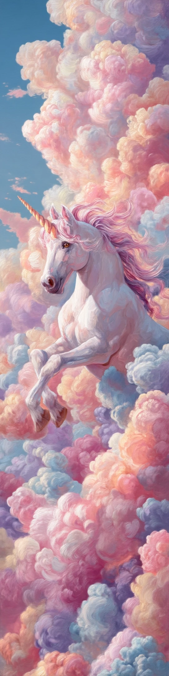 Unicorn in Pastel Clouds Painting