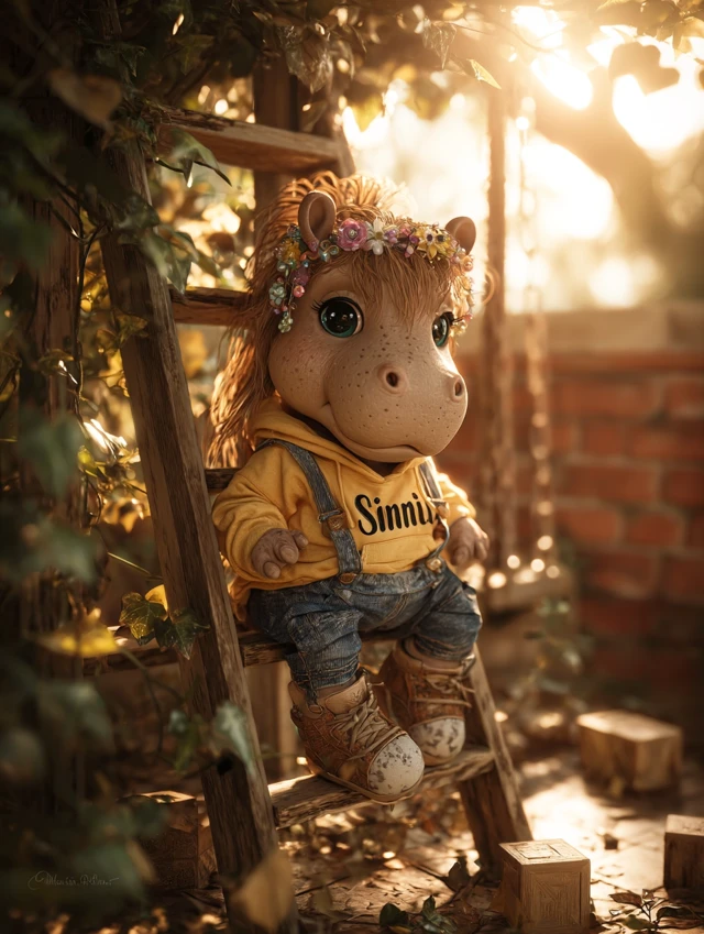 Charming Hippo Portrait in a Sun-Drenched Garden