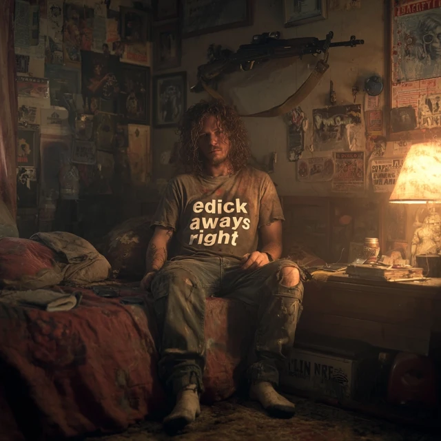 Grungy Room Portrait of a Man with a Rifle