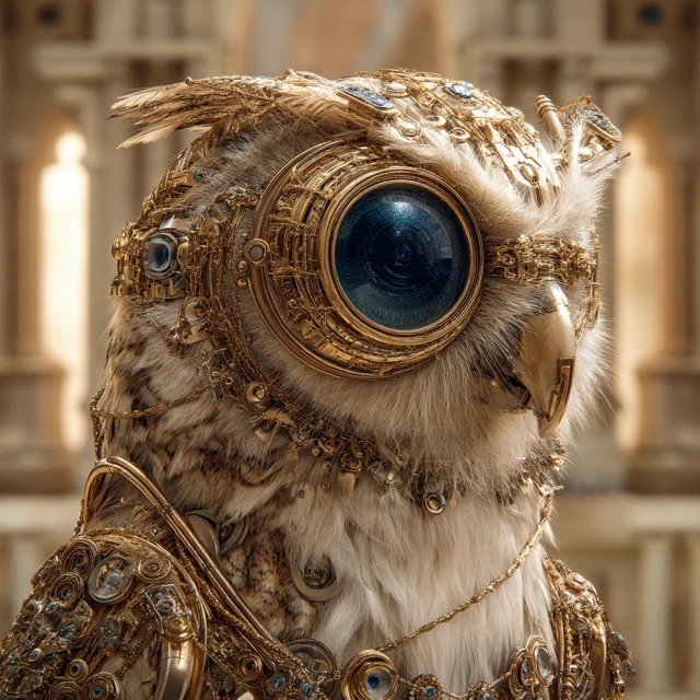 Cybernetic Owl with Glass Eye Epic Movie Still