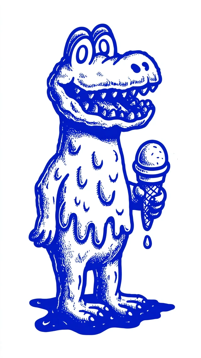 Vintage Dinosaur Mascot with Ice Cream Retro Design