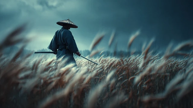 Samurai in a Wheat Field Cinematic Artwork